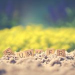 summer letter cube on soil